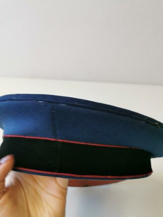 Hessen, Schirmmütze zum blauen Rock, getragenes Stück, Kopfgrösse 58