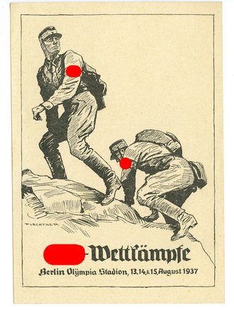 III. Reich - Propaganda-Postkarte " SA-Wettkämpfe Berlin Olympia Stadion 13.14&15.8.1937 "  Bild 4