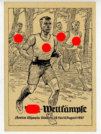 III. Reich - Propaganda-Postkarte " SA-Wettkämpfe Berlin Olympia Stadion 13.14&15.8.1937 "  Bild 5