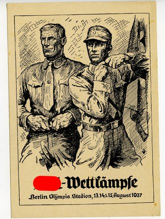 III. Reich - Propaganda-Postkarte " SA-Wettkämpfe Berlin Olympia Stadion 13.14&15.8.1937 "  Bild 6