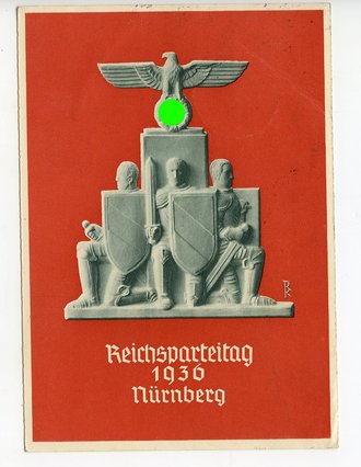 III. Reich - farbige Propaganda-Postkarte - " Reichsparteitag Nürnberg 1936 " gelaufen