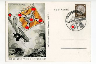 III. Reich - farbige Propaganda-Postkarte - " Mit unseren Fahnen ist der Sieg"