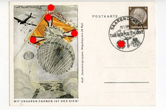 III. Reich - farbige Propaganda-Postkarte - " Mit unseren Fahnen ist der Sieg"