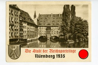 III. Reich - Propaganda-Postkarte " Die Stadt der Reichsparteitage Nürnberg 1935 ", gelaufen