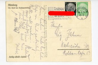 III. Reich - Propaganda-Postkarte " Die Stadt der Reichsparteitage Nürnberg 1935 ", gelaufen