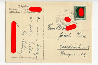 III. Reich - farbige Propaganda-Postkarte  " Reichsparteitag Nürnberg 1937 ", gelaufen