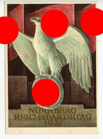 III. Reich - farbige Propaganda-Postkarte  " Reichsparteitag Nürnberg 1937 ", gelaufen