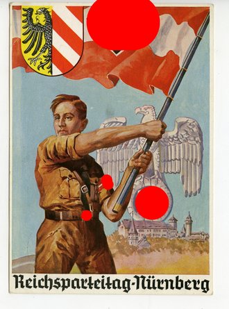 III. Reich - farbige Propaganda-Postkarte  " Reichsparteitag Nürnberg 1935  ", gelaufen