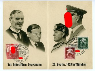 III. Reich - Klapp Postkarte  "Zur historischen Begegnung 29.Septbr. 1938 in München"