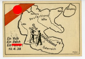 Farbige Propaganda-Postkarte zum Anschluss Österreich"Zurück zum Vaterland! 1935 Volksabstimmung"
