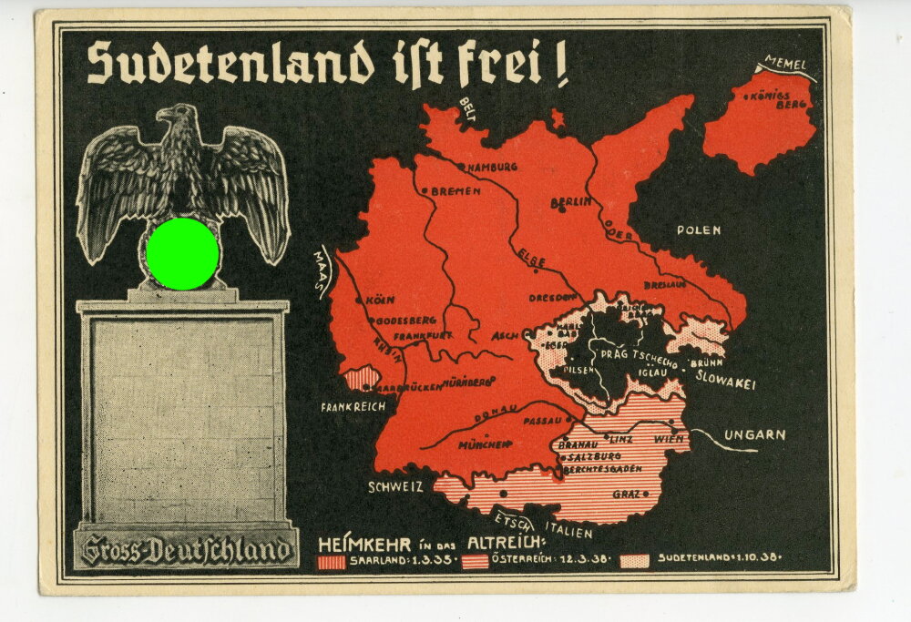 Propaganda-Postkarte " Sudetenland ist frei! ", 30,00
