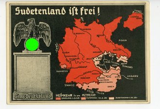 Propaganda-Postkarte " Sudetenland ist frei! "