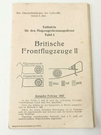 Britische Frontflugzeuge II, Falttafeln für den...