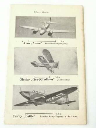 Britische Frontflugzeuge II, Falttafeln für den...