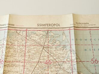 Fliegerkarte Ssimferopol Republik Krim, datiert 1941, Maße 60 x 65 cm