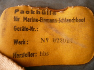 Packhülle für Marine Einmann Schlauchboot