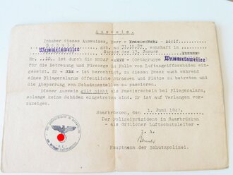 NSDAP Papiernachlass eines politischen Leiters der Ortsgruppe Wemmetsweiler (Saar ) bestehend aus Mitgliedsbuch NSDAP , Amswalter Ausweis  von 1933, Vorläufiger Ausweis für pol.Leiter von 1935 und diversem Schriftverkehr