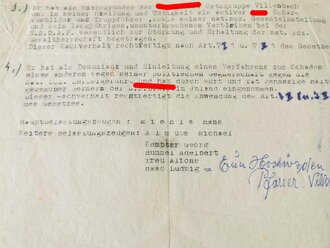 NSDAP Papiernachlass eines politischen Leiters der Ortsgruppe Villenbach(Schwaben) bestehend aus Mitgliedsbuch NSDAP, eingetreten 1935 , Politischer Leiter Ausweis  von 1941 sowie Entnazifizierung