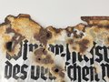 Emailleschild " Winterhilfswerk des Deutschen Volkes, Ausgabestelle" 30 x 42cm. Ungereinigter Fundzustand
