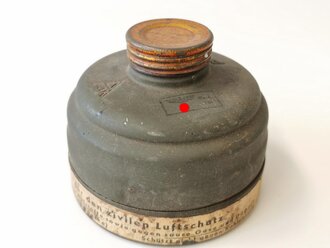 Luftschutz Gasmaskenfilter Auer datiert 1943, ungereinigtes Stück