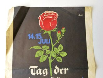 Amt für Volkswohlfahrt in der N.S. Frauenschaft, Plakat zum "Tag der Deutschen Rose 1934" Maße 37 x 59cm, gefaltet