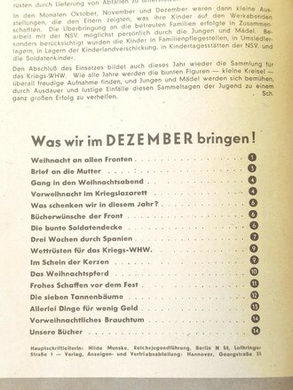 Das Deutsche Mädel - Die Zeitschrift des BDM, Jahrgang 1941 Dezemberheft