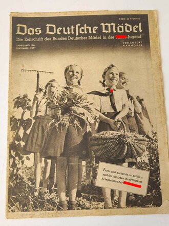 Das Deutsche Mädel - Die Zeitschrift des BDM, Jahrgang 1944 Septemberheft