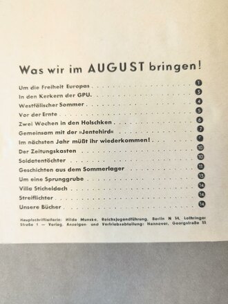 Das Deutsche Mädel - Die Zeitschrift des BDM, Jahrgang 1941 Augustheft