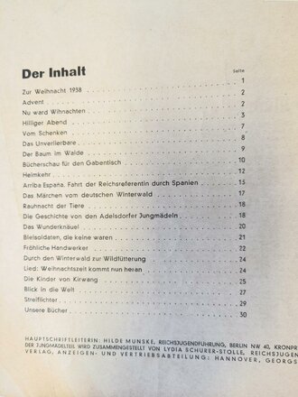 Das Deutsche Mädel - Die Zeitschrift des BDM, Jahrgang 1938 Dezemberheft, gelocht