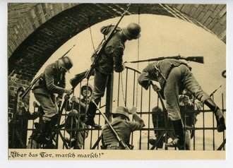 Ansichtskarte Über das Tor, marsch marsch!