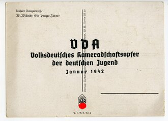 Ansichtskarte VDA "Ein Panzerfahrer", datiert 1942