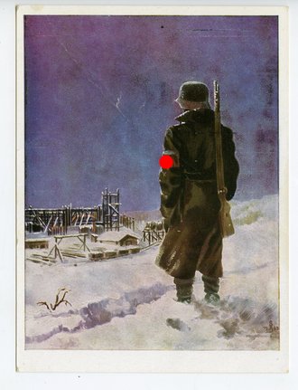Ansichtskarte Soldat im Schnee, Beilage zum OT...
