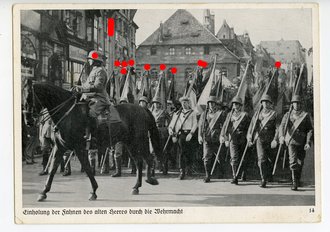 Ansichtskarte "Einholung der Fahnen des alten Heeres...