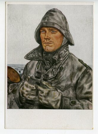 Ansichtskarte VDA Willrichkarte "Wachoffizier auf einem U-Boot", datiert 1941