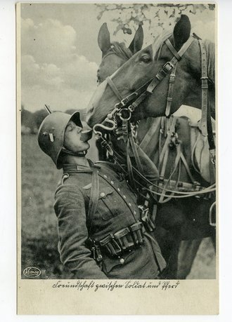 Ansichtskarte "Freundschaft zwischen Soldat und Pferd", datiert 1937