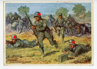 Ansichtskarte Wehrmacht "Kraftradschützen im Angriff"