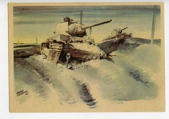 Ansichtskarte "Abgeschossene Sowjetpanzer von Bely-Werch", datiert Februar 1945