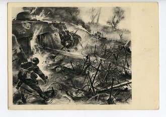 Ansichtskarte "Deutsche Soldaten beim letzten Ansprung an den Bunker"