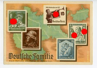 Ansichtskarte "Deutsche Familie"  Olympia Postwertzeichen-Ausstellung Dresden 1.-16. August 1936