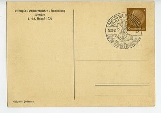 Ansichtskarte "Deutsche Familie"  Olympia Postwertzeichen-Ausstellung Dresden 1.-16. August 1936