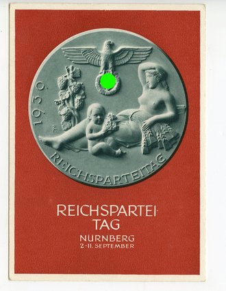 III. Reich - farbige Propaganda-Postkarte - " Reichsparteitag Nürnberg 1938 ", gelaufen