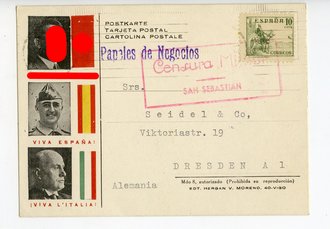 Ansichtskarte  Adolf Hitler, General Franco, Benito Mussolini, aus Spanien gelaufen