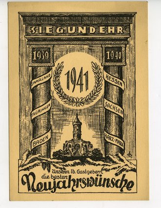 Ansichtskarte Sieg und Ehr , die besten Neujahrswünsche 1941