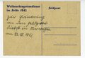 Ansichtskarte als Feldpost "Weihnachtsgottesdienst im Felde 1943"