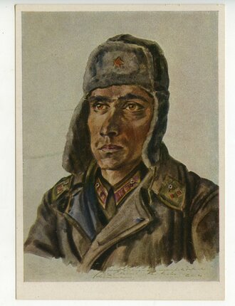 Ansichtskarte "Das Gesicht des Gegners - Sowjetrussischer Panzerleutnant aus Kursk"