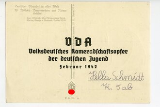 Willrichkarte "Deutscher Blutadel in aller Welt - Bauerntochter aus Niedersachsen" datiert 1942
