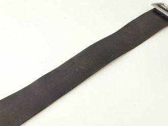 Zweidornkoppel für Parteiverbände, geschwärztes Leder, Schließe und Riemen mit RZM Markierung, Gesamtlänge 118cm