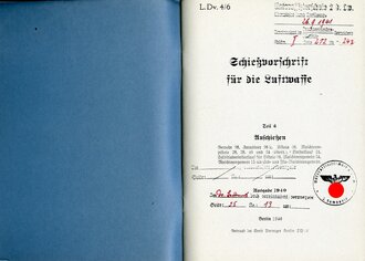 REPRODUKTION, L.Dv.4/6 Schießvorschrift für die Luftwaffe, Teil 6 "Anschießen", datiert 1940, A5, 52 Seiten