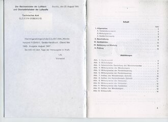 REPRODUKTION, D.(Luft)T.5405 Wendehorizont Fl22410-1 Geräte-Handbuch (Stand Mai 1943), A5, 16 Seiten