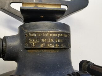 Stativ für Entfernungsmesser von 2 Meter Basis datiert 1934. Originallack, sehr selten